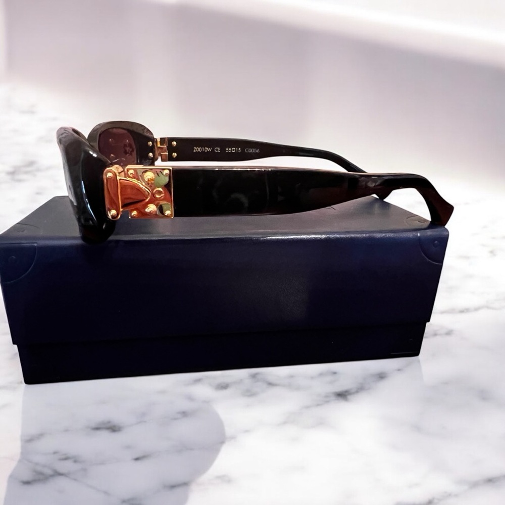 RARE! Louis Vuitton Black And Gold Sunglasses With Case